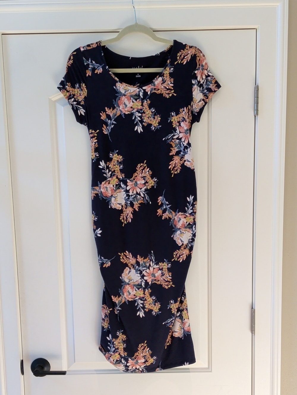 Isabel Navy Floral Midi Dress with Pink & Cream Accents